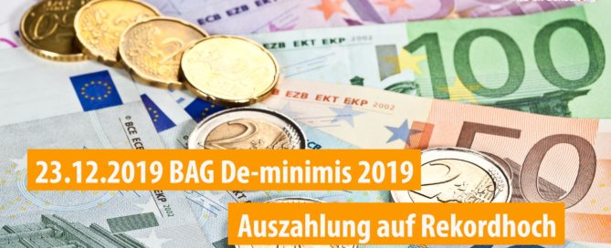 BAG De-minimis 2019 Auszahlung auf Rekordhoch